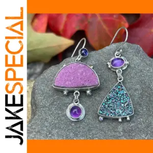 Vintage Geometric Dangle Earrings in Silver or Gold