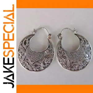 Vintage Silver Boho Drop Earrings
