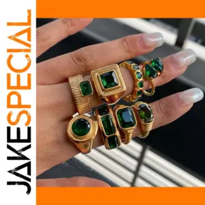 Green Zircon Heart Cocktail Ring in Stainless Steel