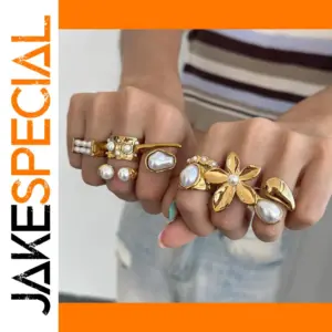 Stainless Steel Pearl Fashion Ring