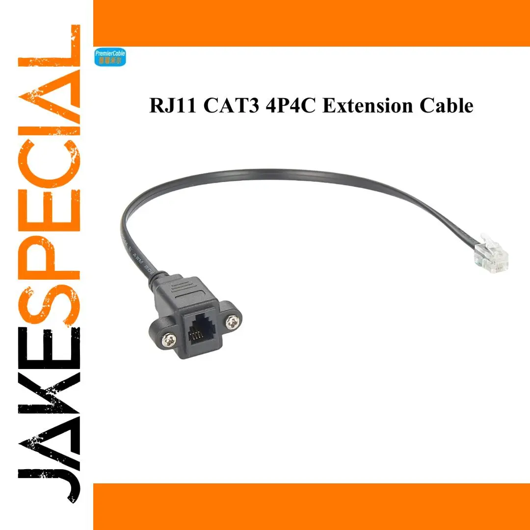 RJ11/RJ10/RJ9 Panel-Mount Extension Cable 30cm 1 RJ11/RJ10/RJ9 Panel-Mount Extension Cable 30cm