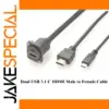 Dual USB 3.1 C HDMI Extension Cable 1m