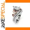 Elegant Women's Geometric Zirconia Ring in Silver & Rose Gold