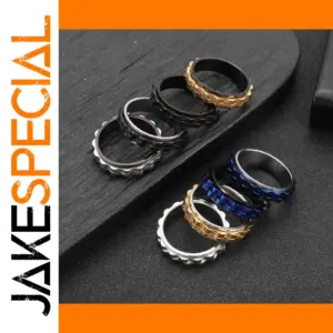 Rotating Neo-Gothic Gear Ring in Stainless Steel