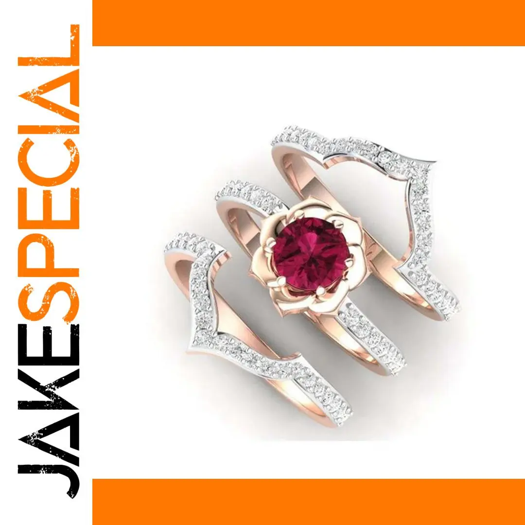 Rose Gold Floral Ring Set for Women 1 Rose Gold Floral Ring Set for Women