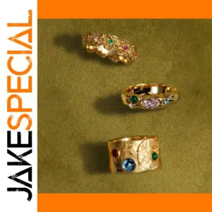 Vintage Stainless Steel Zircon Gold Ring for Women