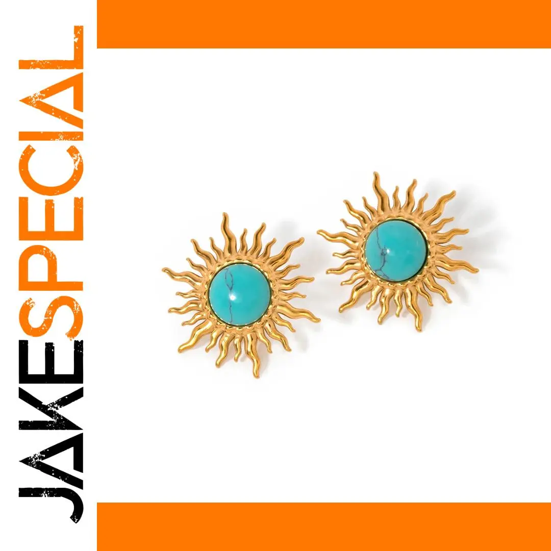 Stainless Steel Turquoise Sunflower Earrings 1 Stainless Steel Turquoise Sunflower Earrings