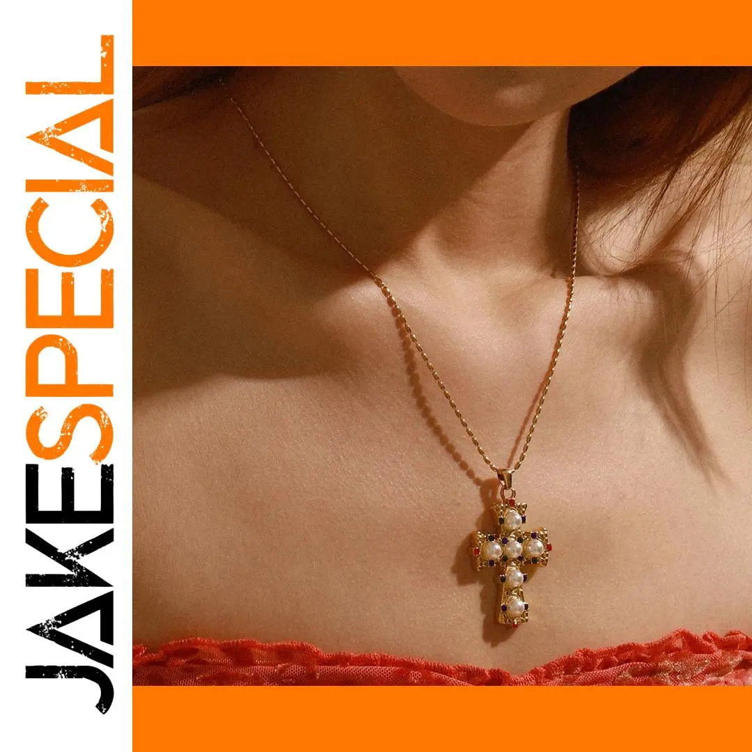 Stainless Steel Gold Cross Necklace for Women 1 Stainless Steel Gold Cross Necklace for Women