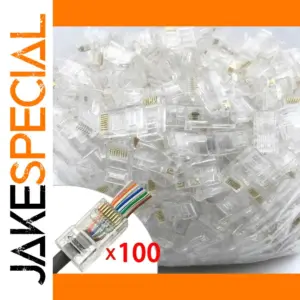 100 Pack Transparent RJ45 Ethernet Connectors