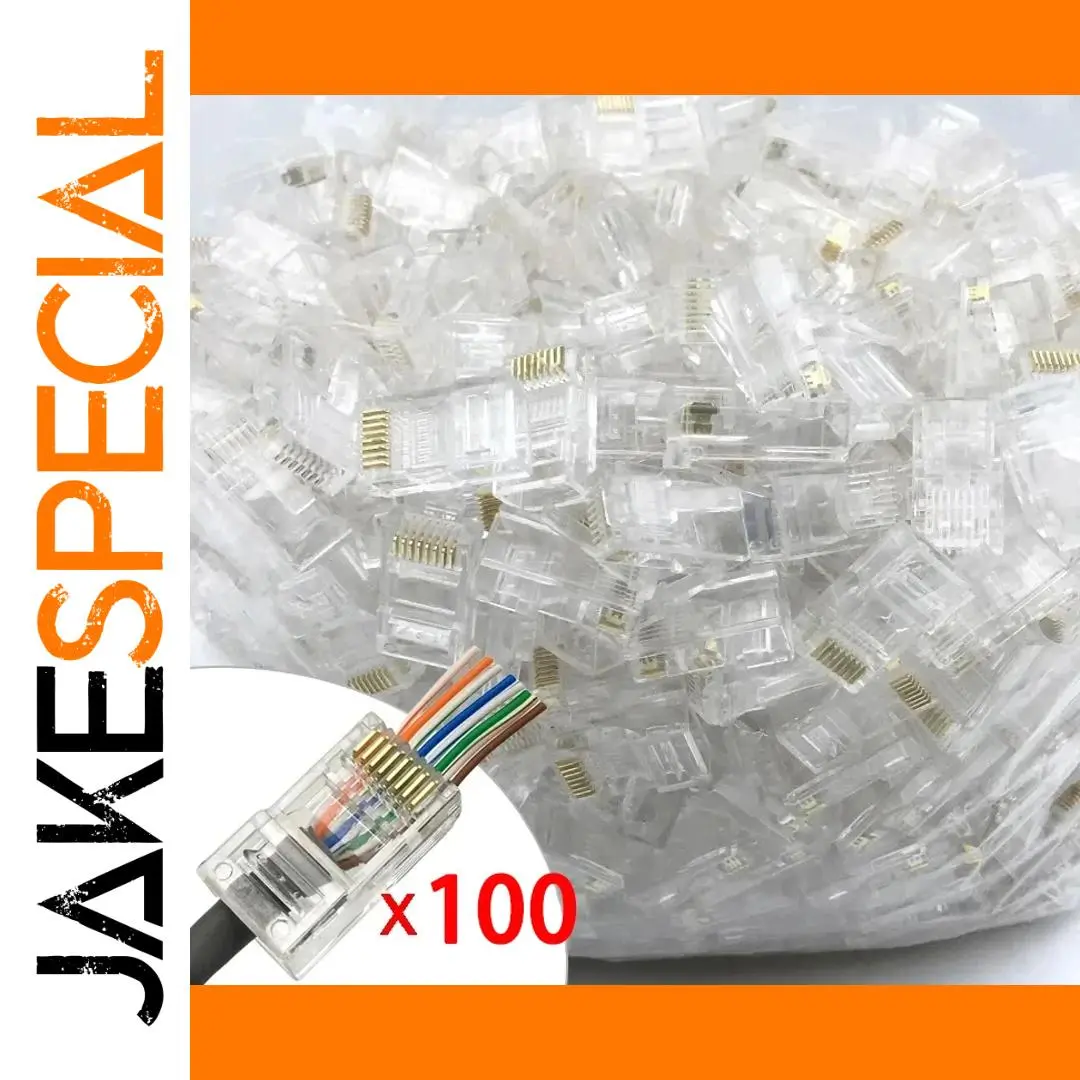 100 Pack Transparent RJ45 Ethernet Connectors 1 100 Pack Transparent RJ45 Ethernet Connectors