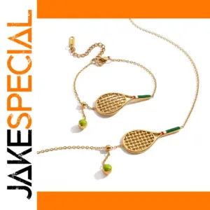 Stainless Steel Tennis Racket Jewelry Set