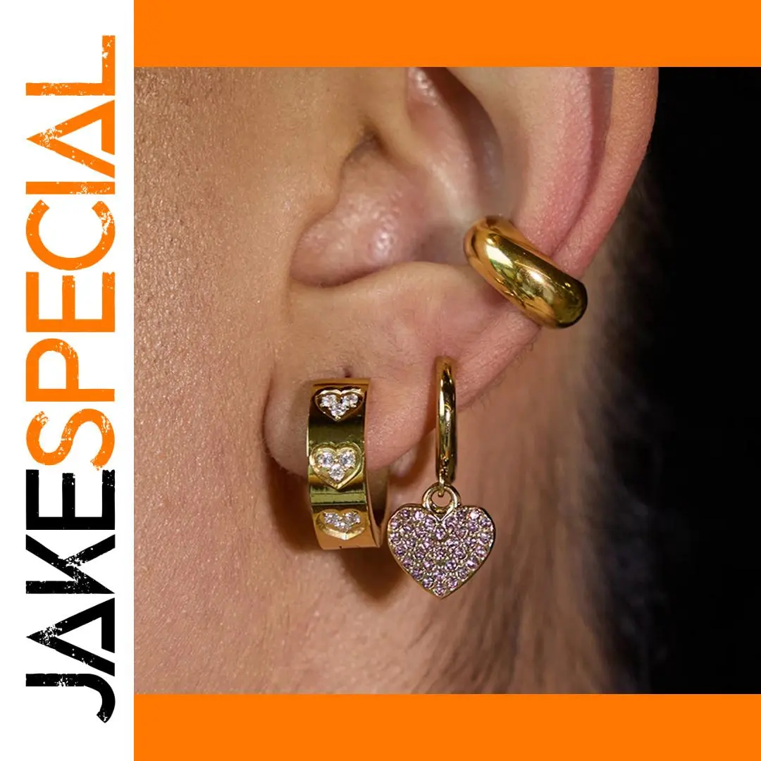 Gold-Tone Stainless Steel Heart Earrings 1 Gold-Tone Stainless Steel Heart Earrings