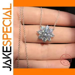 Sterling Silver Flower Necklace with Cubic Zirconia