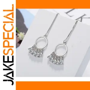 Elegant Geometric Sterling Silver Earrings with Zircons