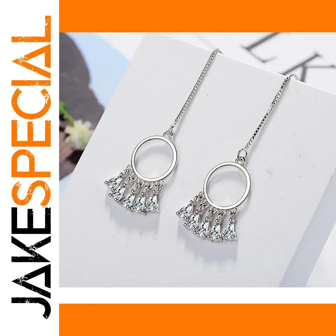 Elegant Geometric Sterling Silver Earrings with Zircons 1 Elegant Geometric Sterling Silver Earrings with Zircons