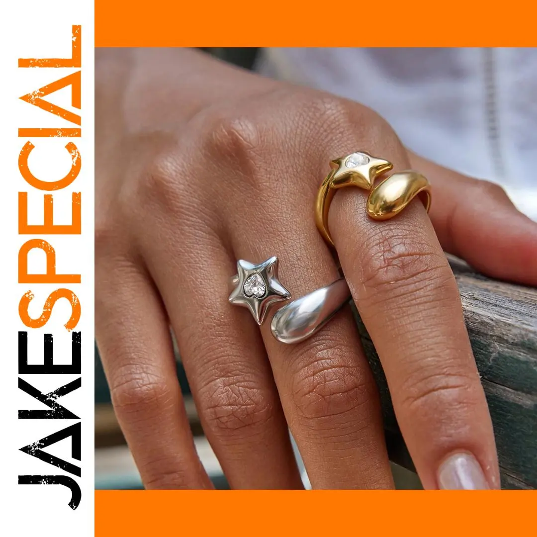 Celestial Stainless Steel Stackable Ring with Rhinestones 1 Celestial Stainless Steel Stackable Ring with Rhinestones