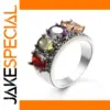 Vibrant Multicolor Zircon Ring with AAA Stones