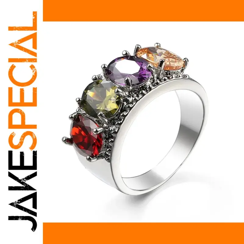 Vibrant Multicolor Zircon Ring with AAA Stones: A Splash of Elegance and Color 1 6f92570f163945ac89be31ba product image
