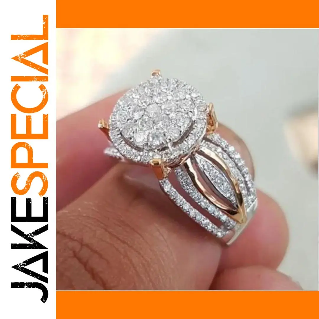 Two-Tone Geometric Cocktail Ring for Women 1 Two-Tone Geometric Cocktail Ring for Women