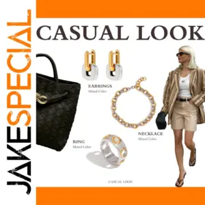 Modern Stainless Steel Gold Tone Jewelry Set