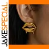 Bold Gold Lip-Shaped Stainless Steel Earrings