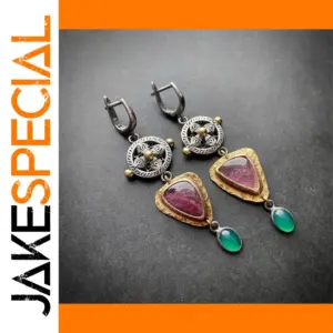 Vintage-Style Drop Earrings in Silver & Gold