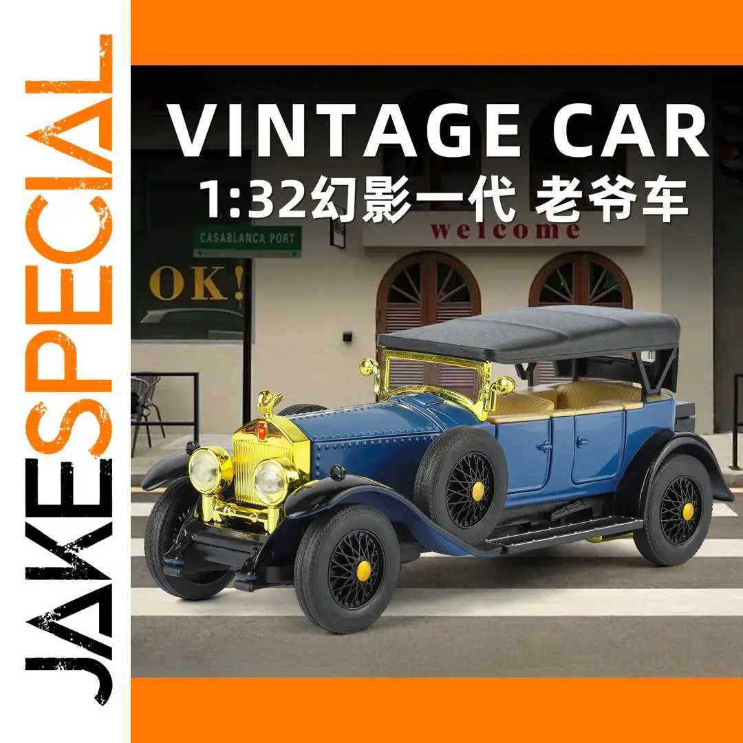 Vintage Blue Alloy Car Model with Lighting 1 Vintage Blue Alloy Car Model with Lighting