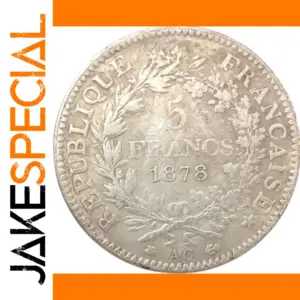 French 5 Franc Replica Coin 1878 Vintage Style