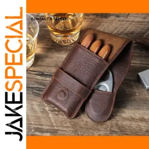 Vintage Genuine Leather Cigar Holder for Men