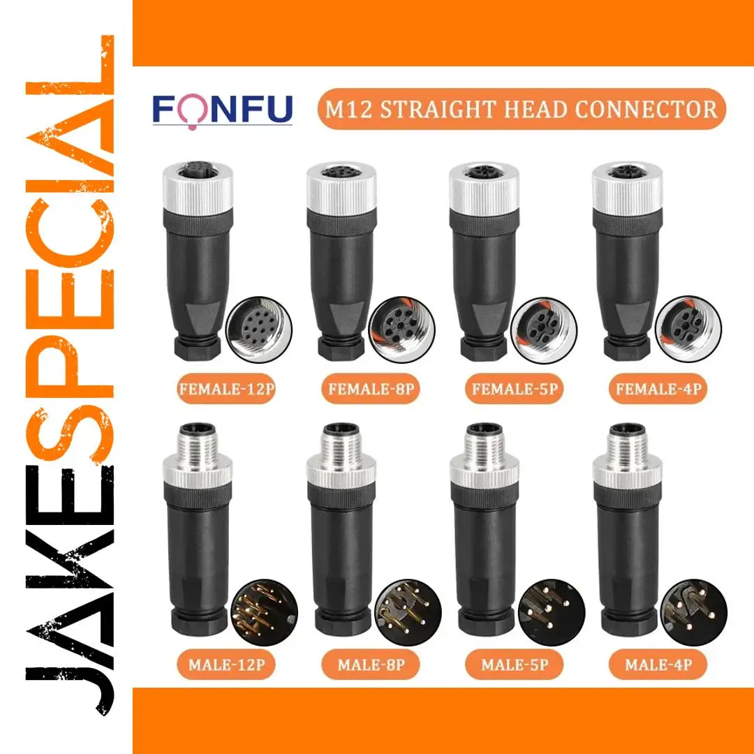 Waterproof M12 Sensor Connectors Set with Pins 1 Waterproof M12 Sensor Connectors Set with Pins