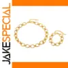 Gold Stainless Steel Jewelry Set with Oval Links