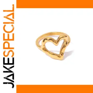 Gold-tone Stainless Steel Heart Ring for Women