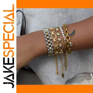 Stainless Steel Women's Bracelet with Moon Pendant