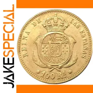 Vintage 1855 Spain 100 Reales Coin Replica