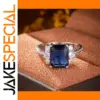 Blue Cubic Zirconia Geometric Ring for Women