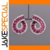 Elegant Silver Drop Earrings with Pink Cubic Zirconia