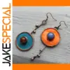 Vintage Drop Earrings with Enamel and Cabochon Accents