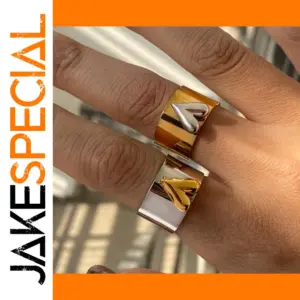 Two-Tone Stainless Steel Heart Cocktail Ring