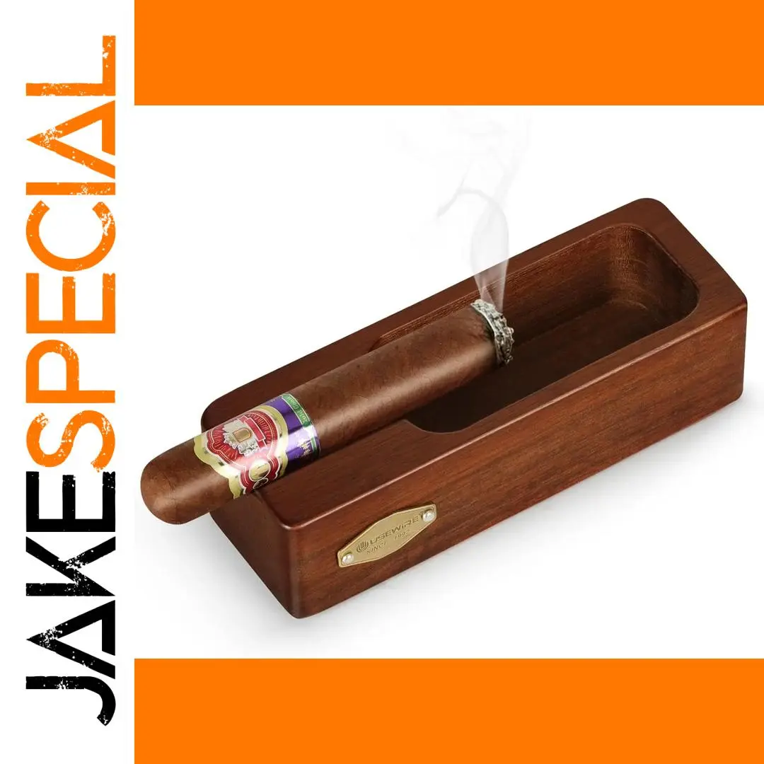 Elegant Wooden Smoking Ashtray with Cigar Holder 1 Elegant Wooden Smoking Ashtray with Cigar Holder