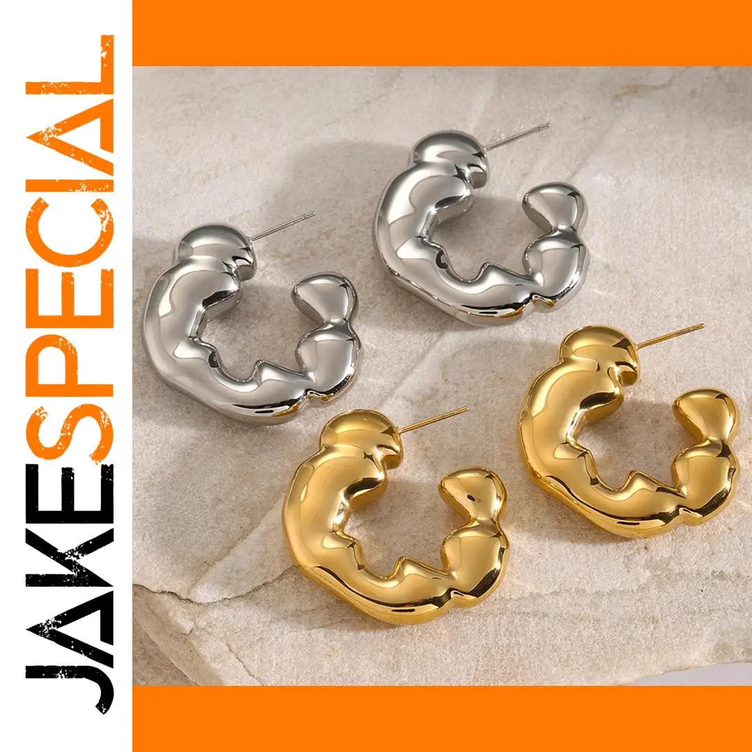 Stainless Steel Ripple Earrings for Women 1 Stainless Steel Ripple Earrings for Women