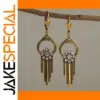 Vintage Gold Drop Earrings with Rhinestone Accents