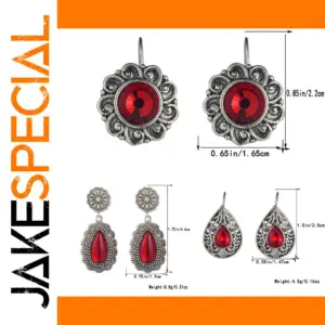 Vintage Waterdrop Earrings with Red Stone