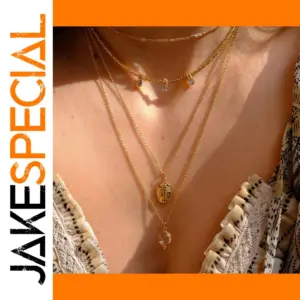 Stainless Steel Gold-Toned Layered Necklace Set
