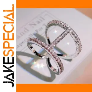 Sterling Silver Geometric Cross Ring with Zircons