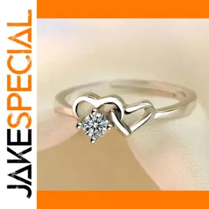 Silver Women's Heart Ring with Zircon Stone