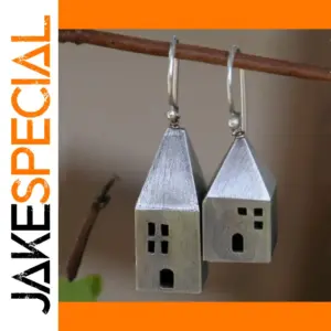 Vintage Silver House Drop Earrings