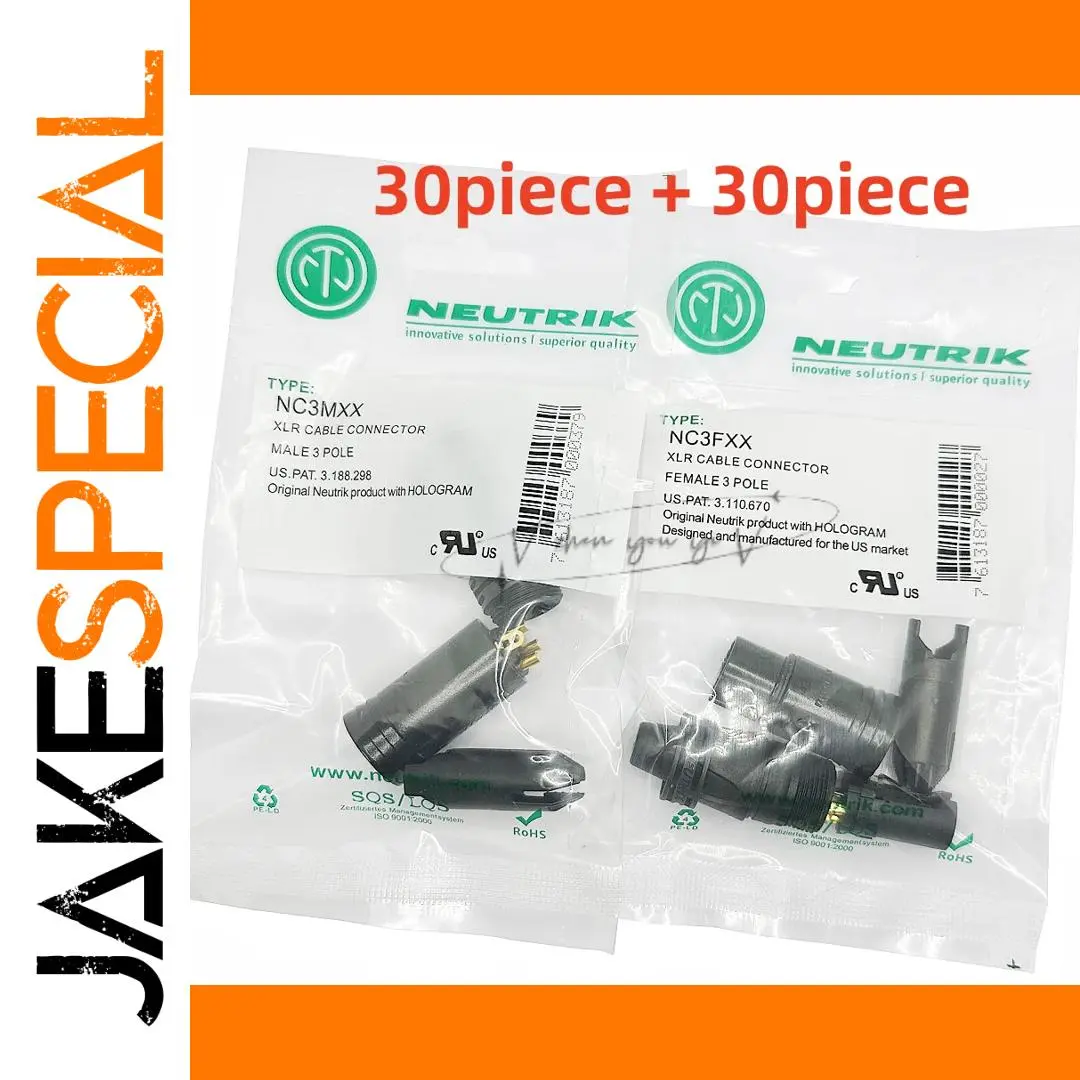 Set of 60 Gold XLR Connectors for Audio 1 Set of 60 Gold XLR Connectors for Audio