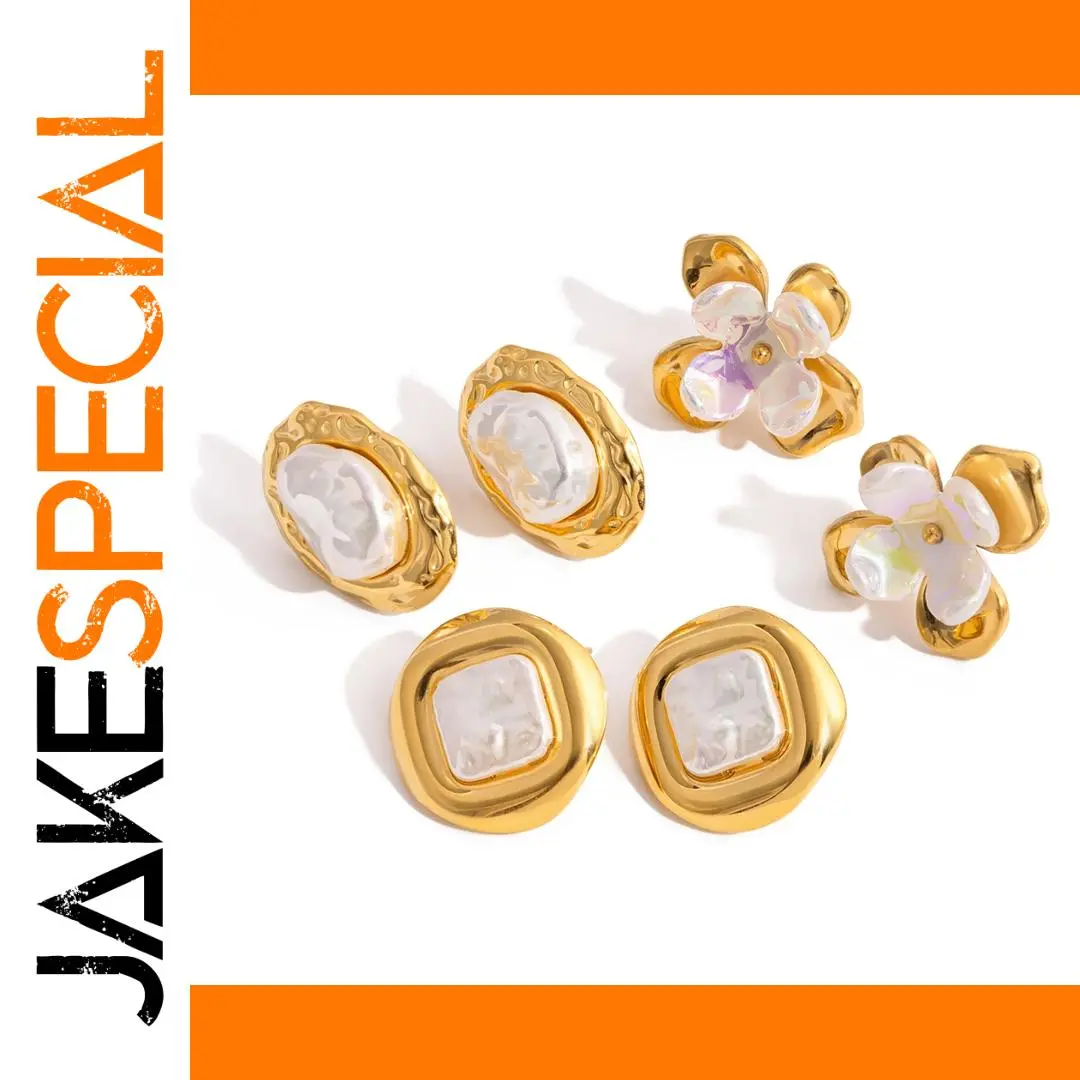 Stainless Steel Imitation Pearl Earrings Collection 1 Stainless Steel Imitation Pearl Earrings Collection