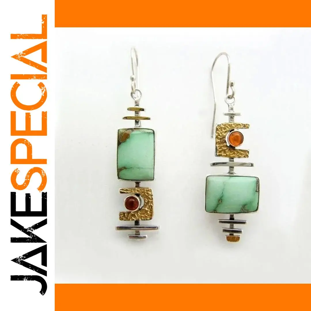 Geometric Green Stone Drop Earrings for Women 1 Geometric Green Stone Drop Earrings for Women
