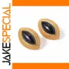 Gold Onyx Horse Eye Stainless Steel Earrings